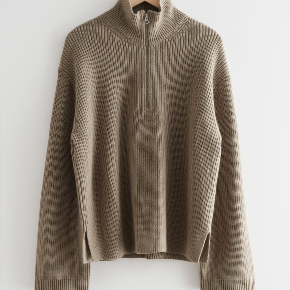 And & other stories half zip sweater in mole / beige brown